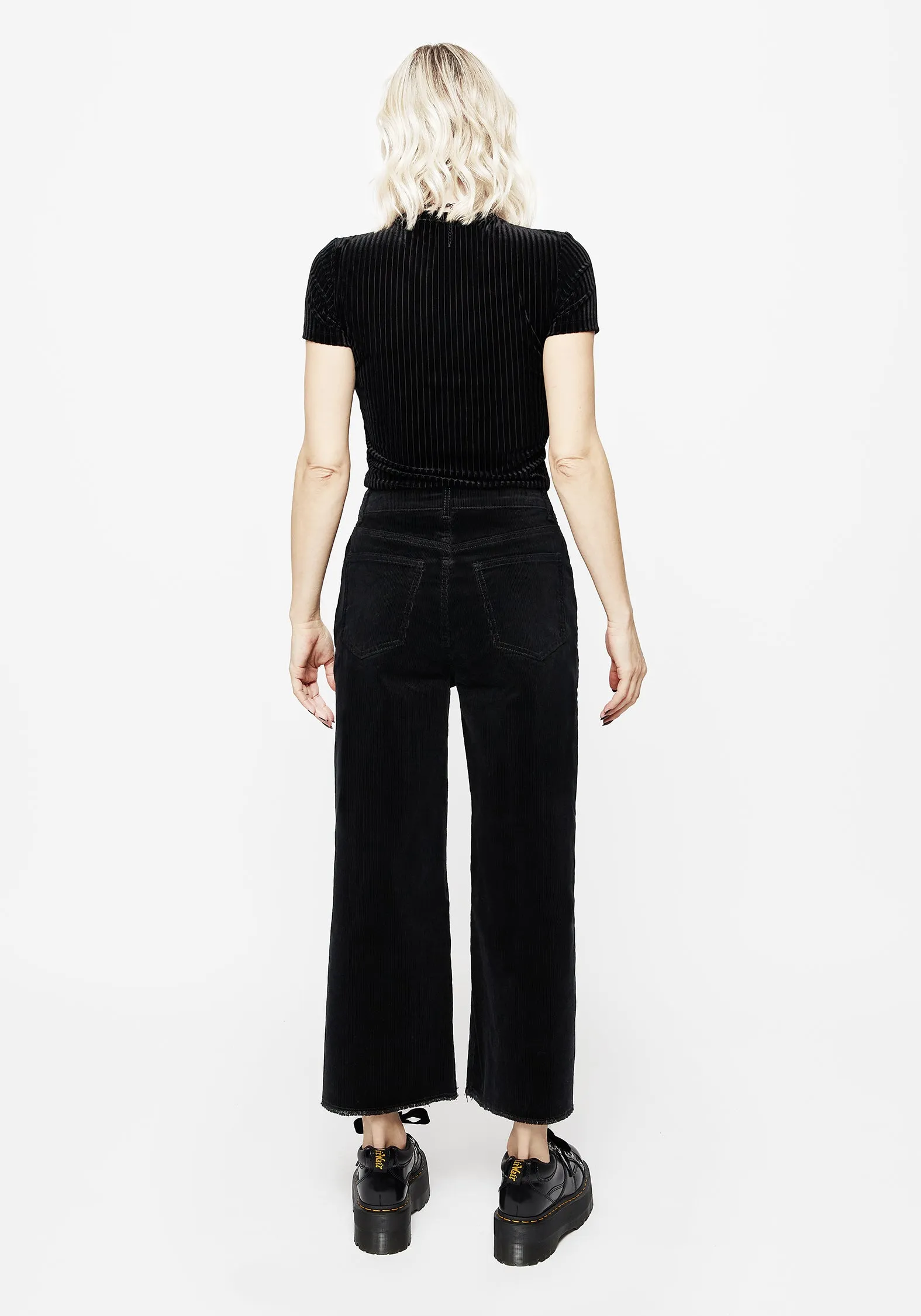 Foster Wide Leg Cord Crop Jeans - Black sold by Disturbia product image thumbnail 3