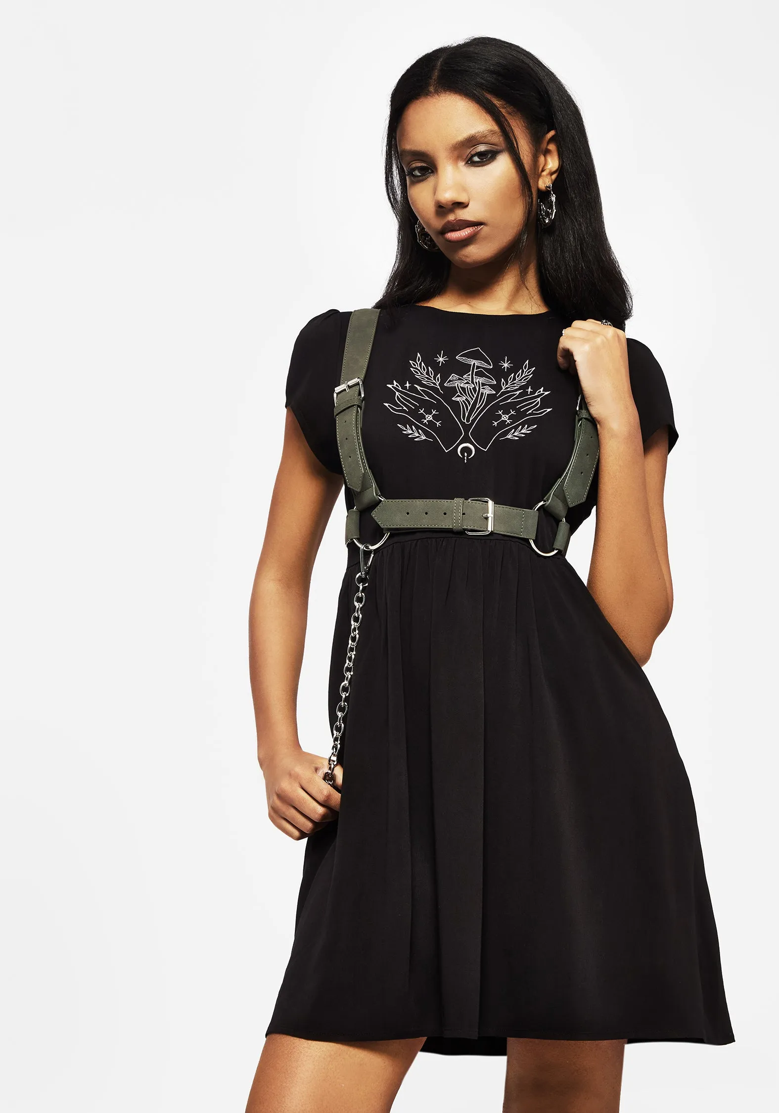 Mystify Embroidered Skater Mini Dress sold by Disturbia product image thumbnail 5