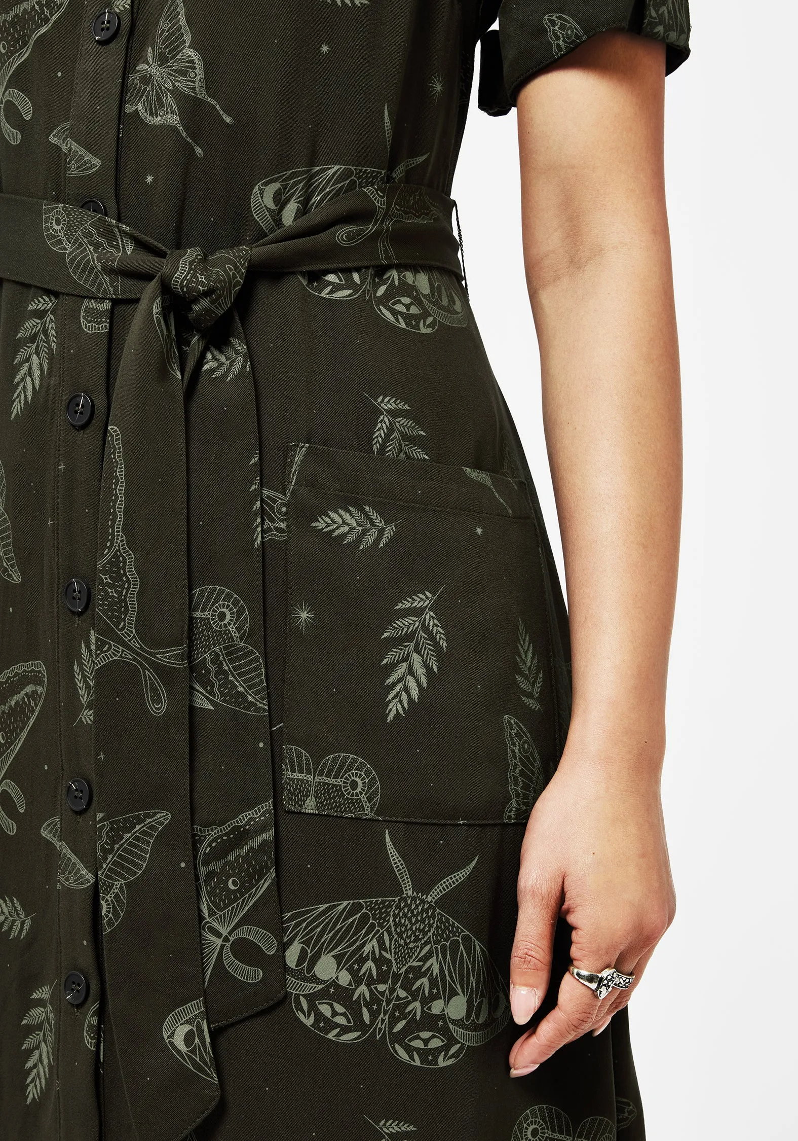 Callopistria Moth Print Midi Shirt Dress - Green sold by Disturbia product image thumbnail 2