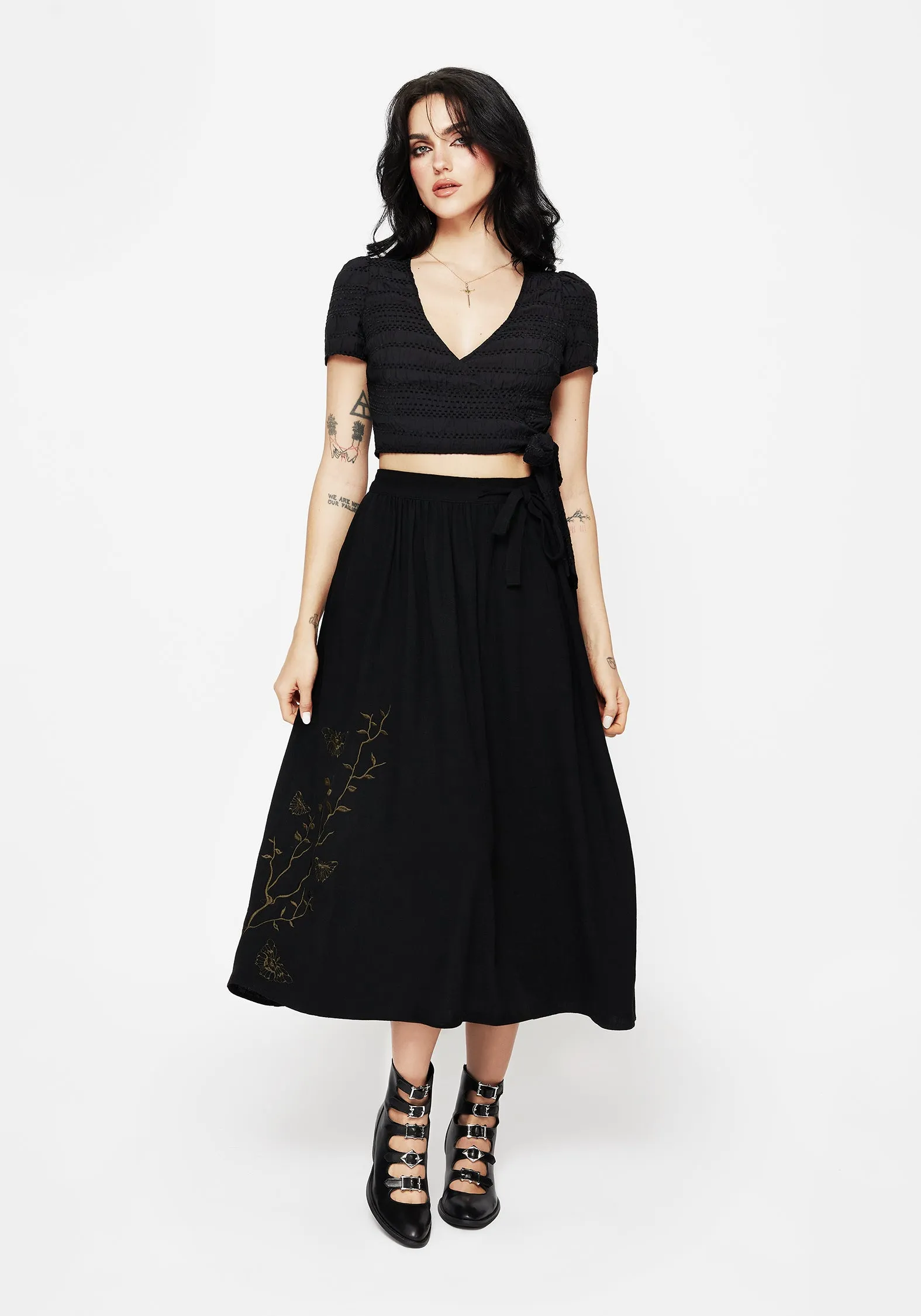 Cressida Moth Embroidered Midi Skirt sold by Disturbia product image thumbnail 4