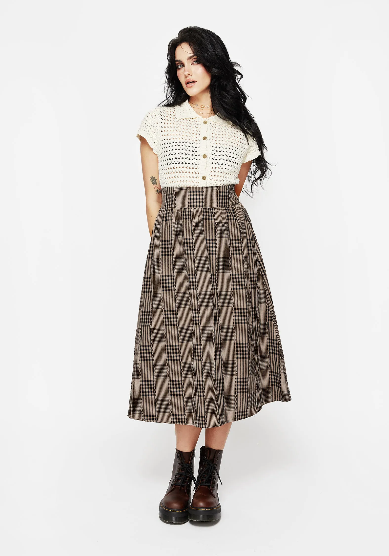 Mabel Check Midi Skirt sold by Disturbia product image thumbnail 4