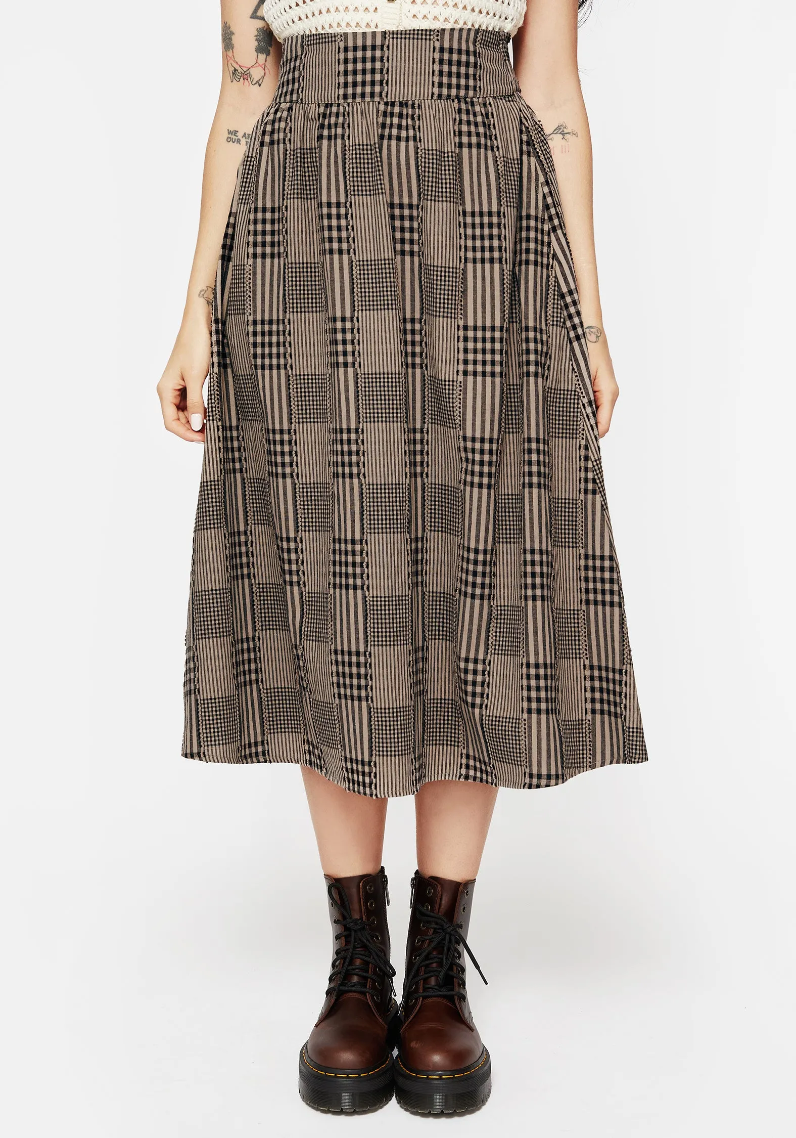 Mabel Check Midi Skirt sold by Disturbia