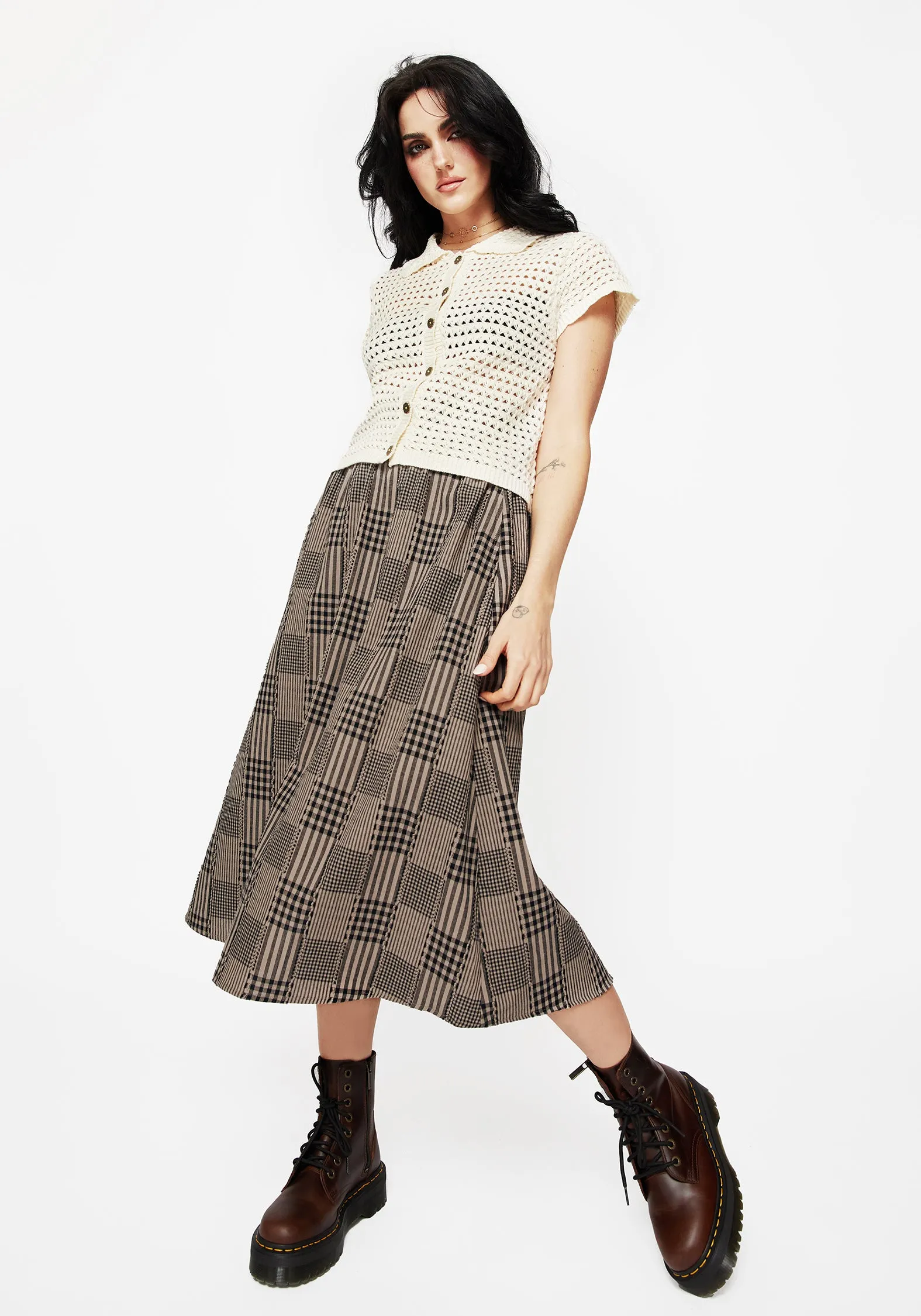 Mabel Check Midi Skirt sold by Disturbia product image thumbnail 5