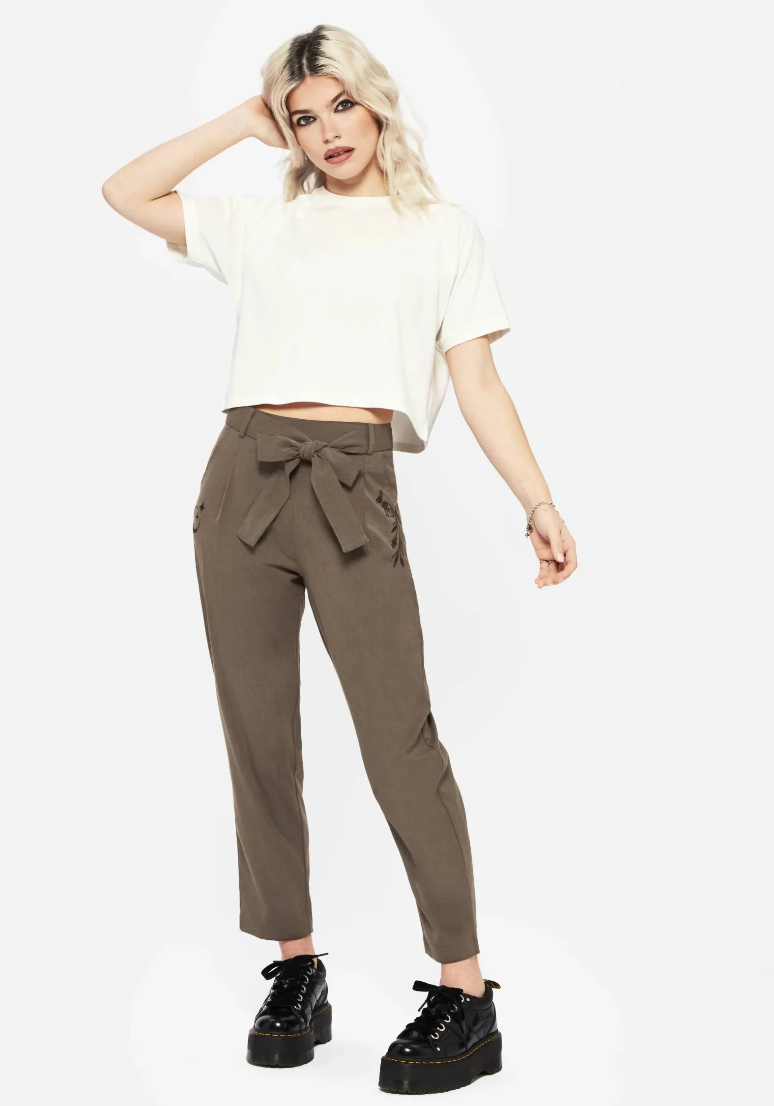 Sunne Moth Embroidered Boxy Crop Cotton Tee sold by Disturbia product image thumbnail 4