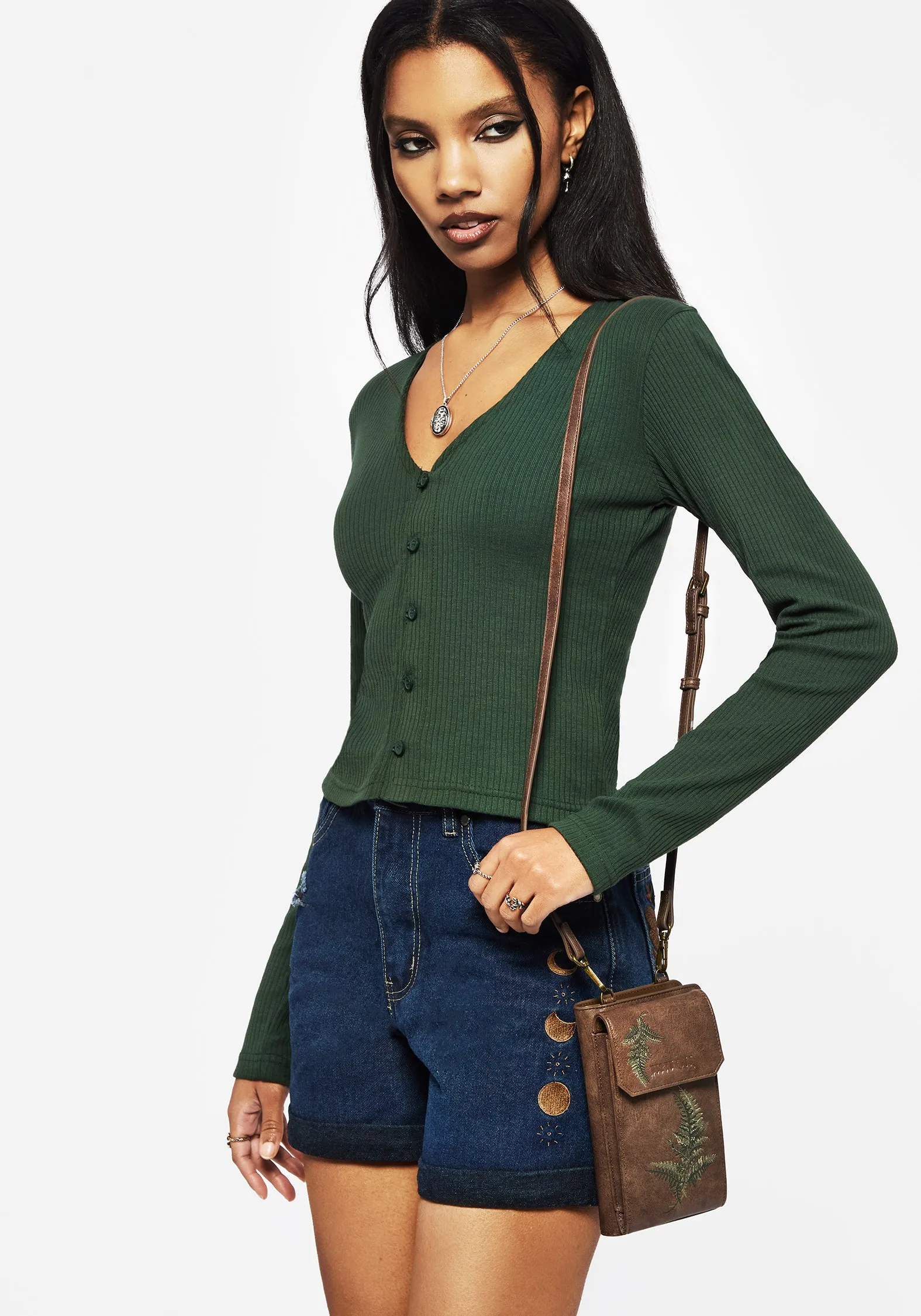 Surcantine Rib Button Up Long Sleeve Top sold by Disturbia product image thumbnail 5