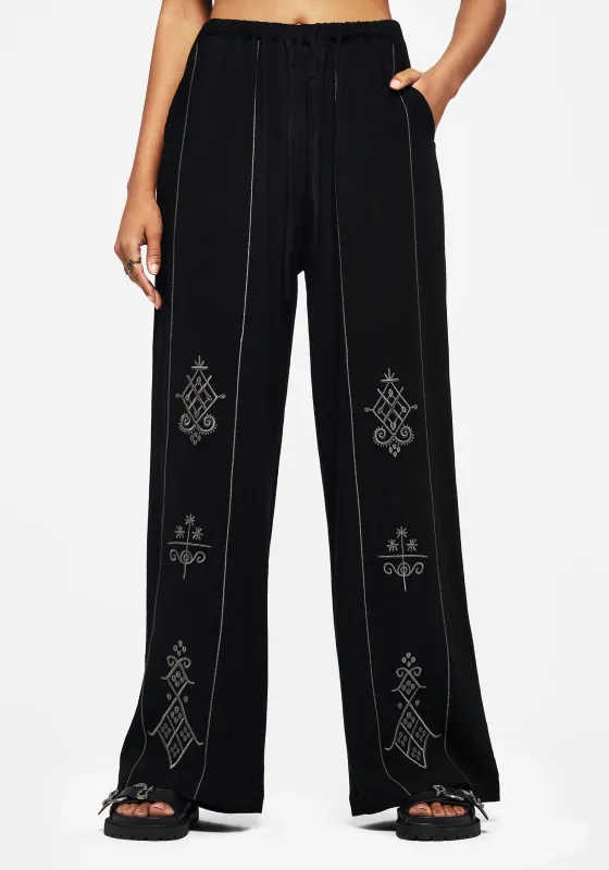Merrymount Embroidered Wide Leg Trouser sold by Disturbia