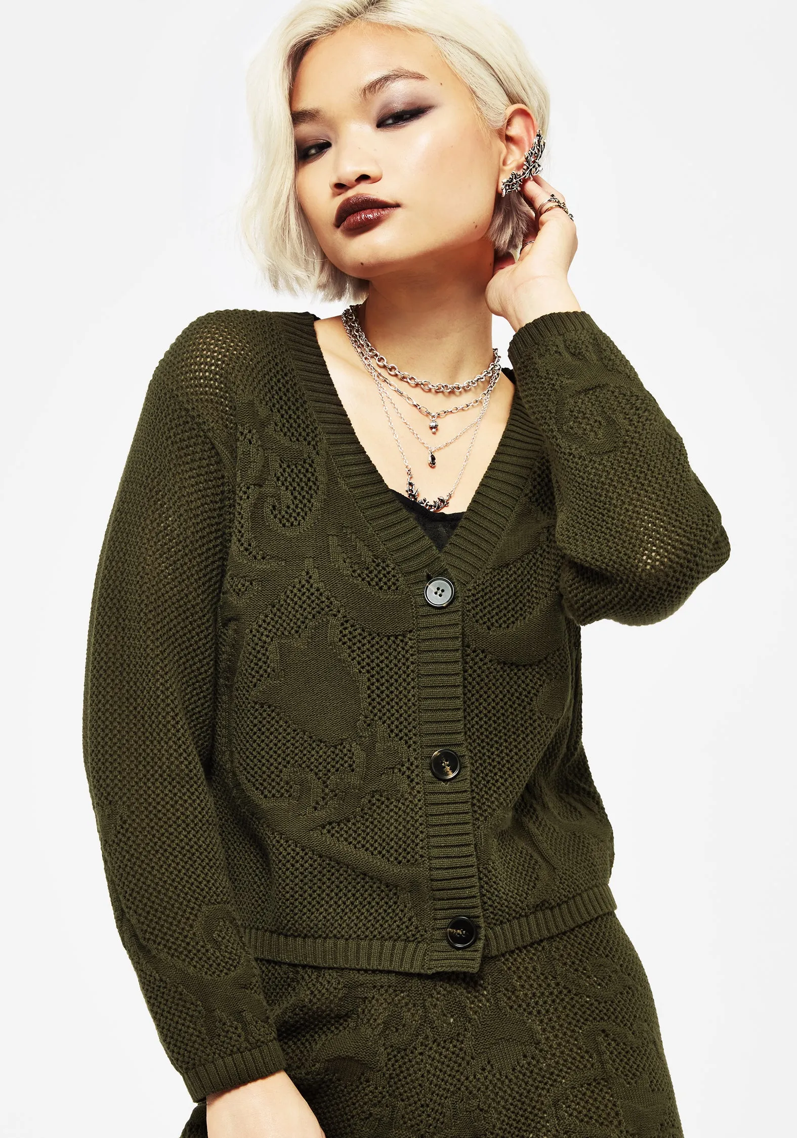 Tulip Jacquard Knit Cardigan sold by Disturbia