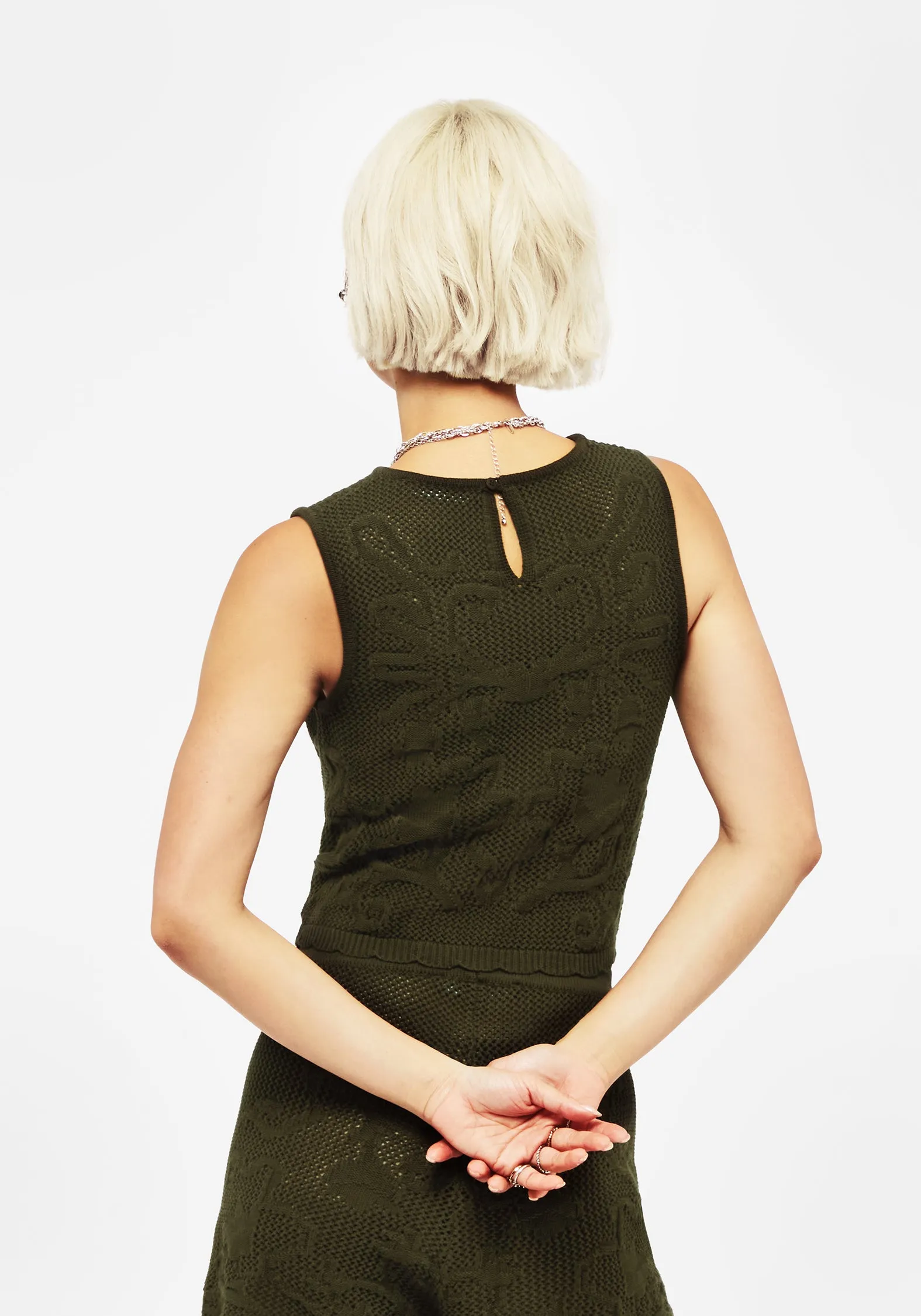Tulip Jacquard Knit Crop Top sold by Disturbia product image thumbnail 3