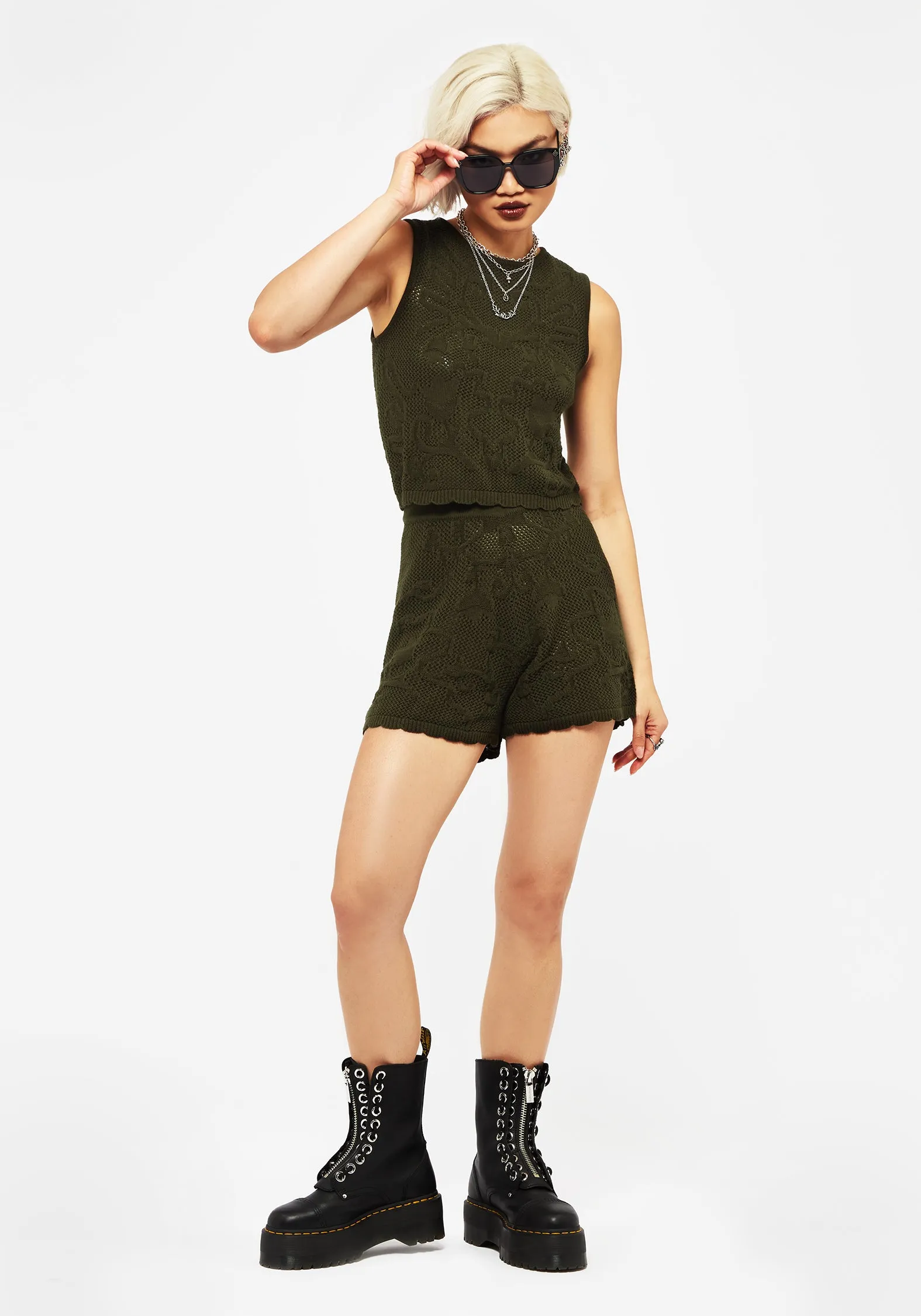 Tulip Jacquard Knit Crop Top sold by Disturbia product image thumbnail 4