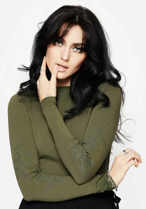 Leune Rose Print Cotton Long Sleeve Top sold by Disturbia