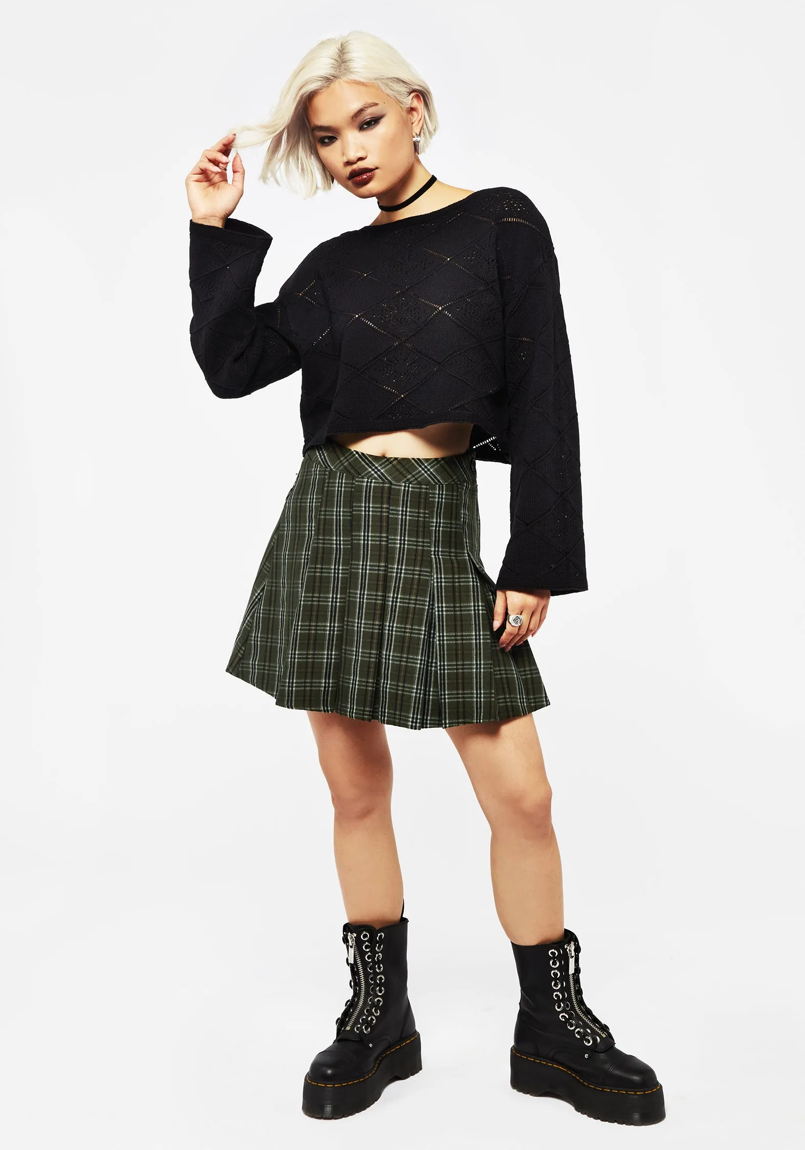 Eliana Pointelle Knit Crop Jumper sold by Disturbia product image thumbnail 4