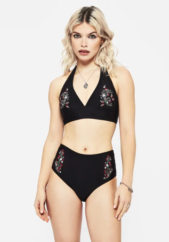 Copia Floral Embroidered Halter Bikini Top sold by Disturbia