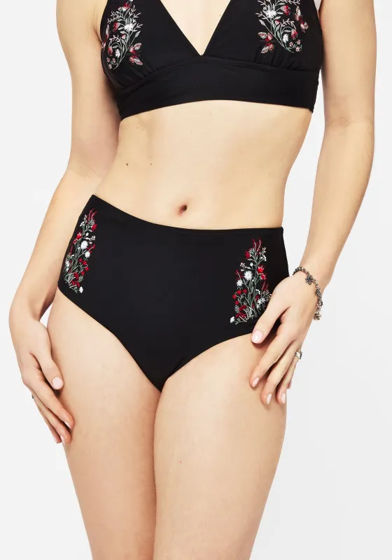 Copia Floral Embroidered High Waist Swim Bottoms sold by Disturbia