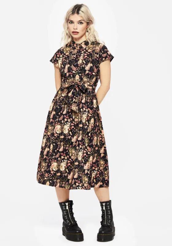 Pixie Floral Print Midi Shirt Dress sold by Disturbia