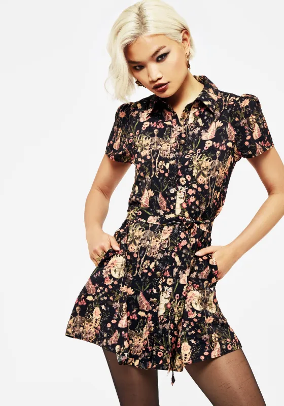Pixie Floral Print Mini Shirt Dress sold by Disturbia