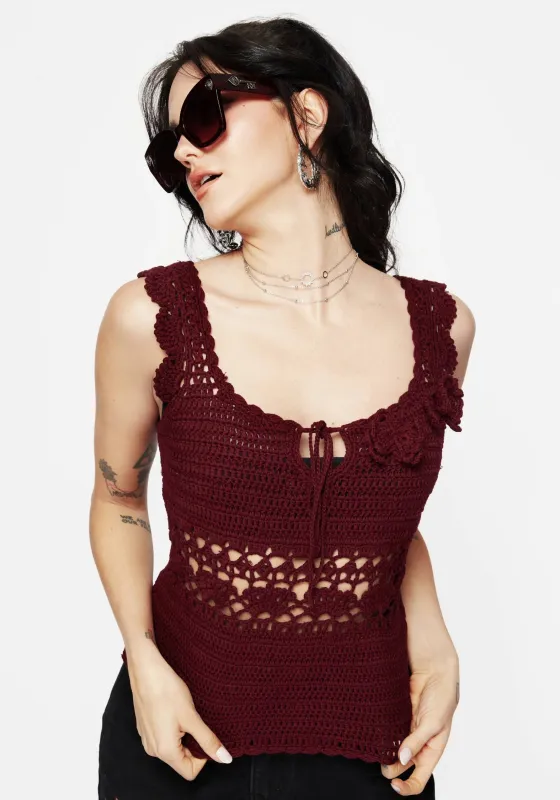 Elnora Moth Hand Crochet Knit Top sold by Disturbia
