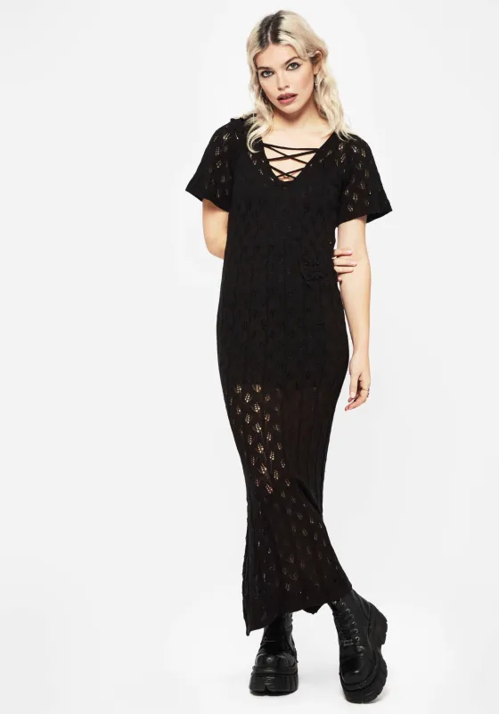 Elnora Moth Crochet Knit Maxi Dress sold by Disturbia