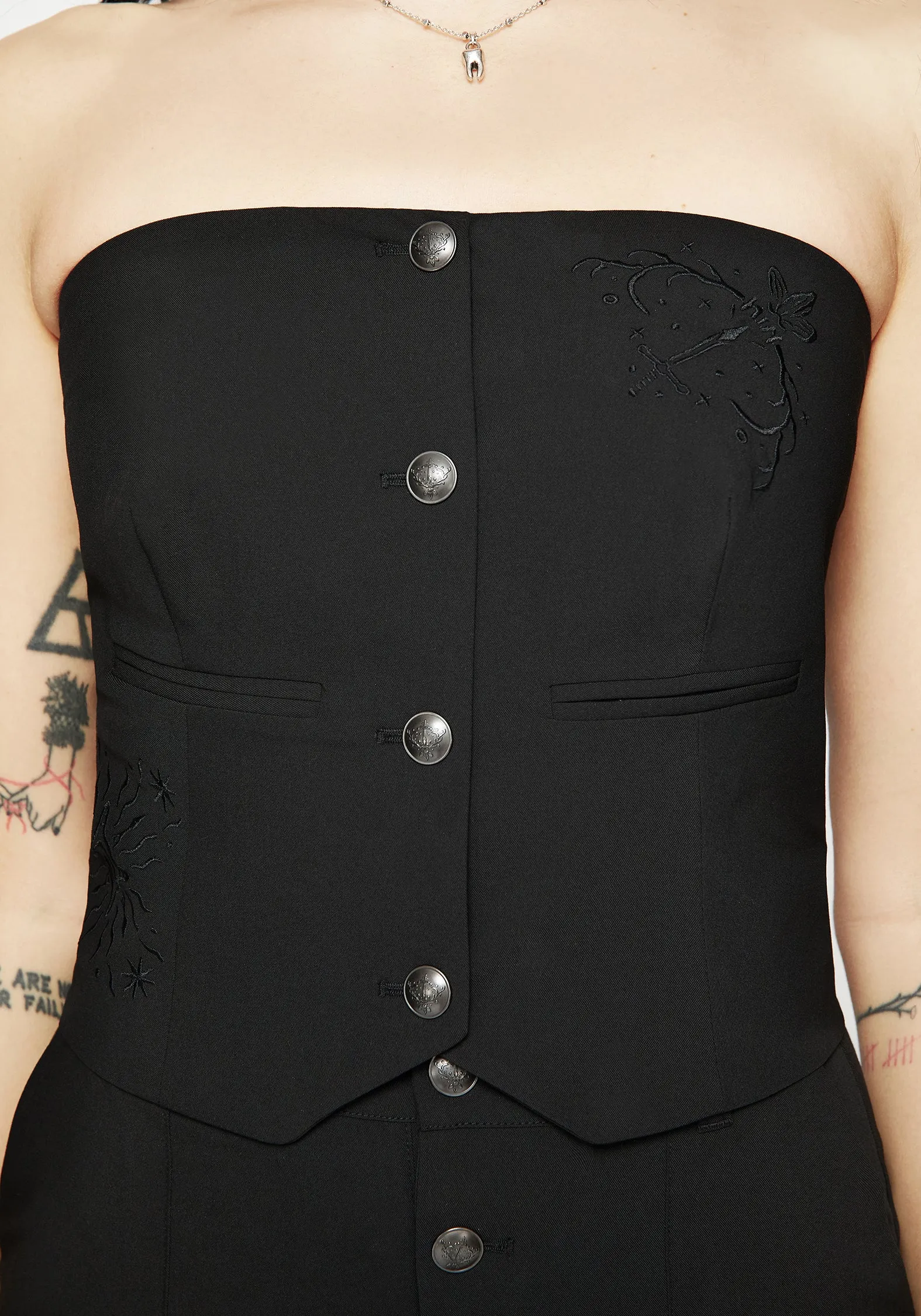 Moonbow Embroidered Strapless Tailored Waistcoat sold by Disturbia product image thumbnail 2