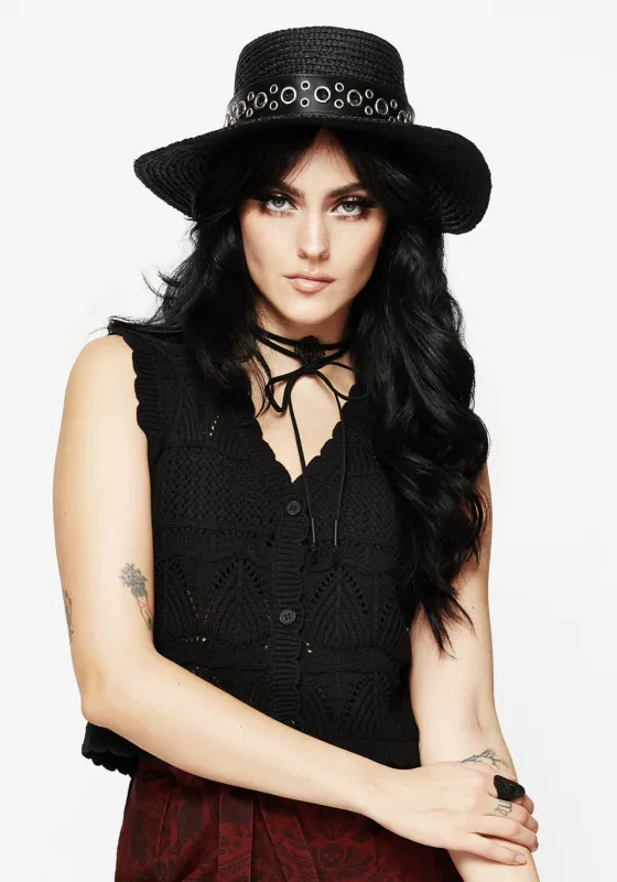 Banish Eyelet Belted Sun Hat sold by Disturbia