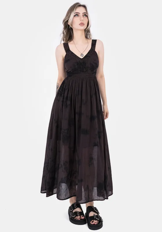 Burnout Tie Die Cotton Midaxi Dress sold by Disturbia