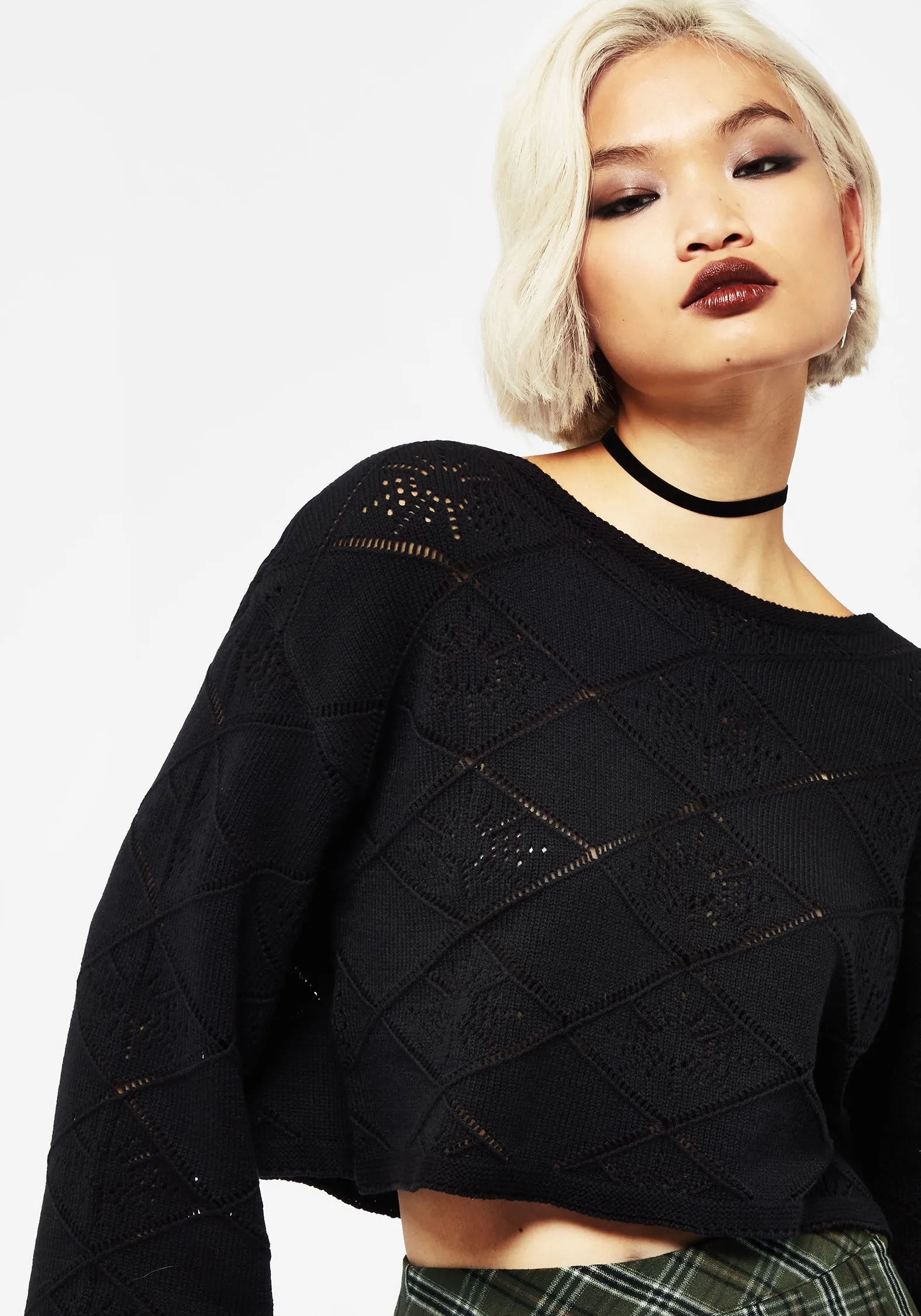Eliana Celestial Pointelle Knit Crop Jumper sold by Disturbia product image thumbnail 5