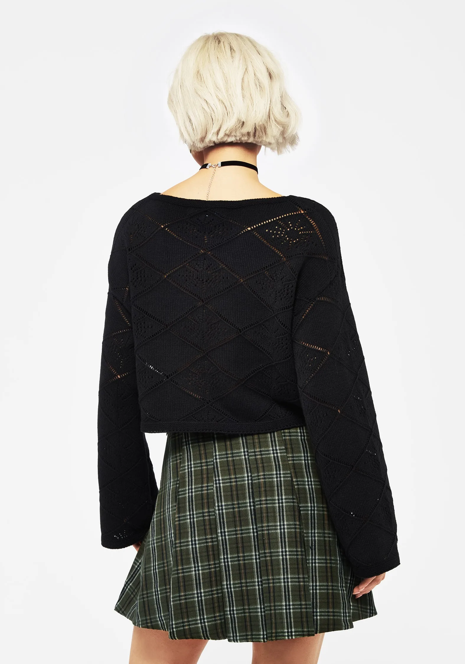 Eliana Celestial Pointelle Knit Crop Jumper sold by Disturbia product image thumbnail 3