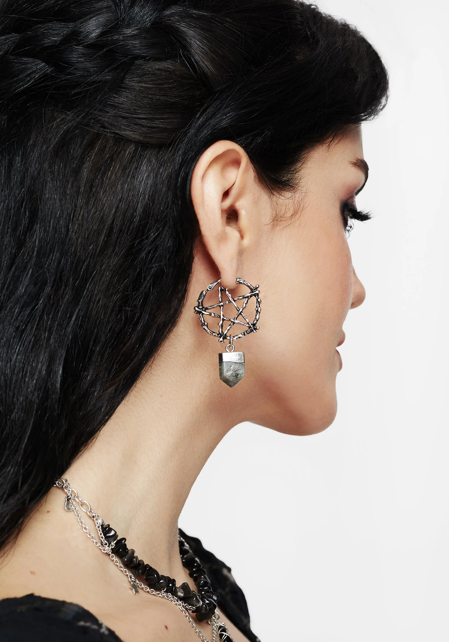 Lauma Pentagram Labradorite Hoop Earrings sold by Disturbia