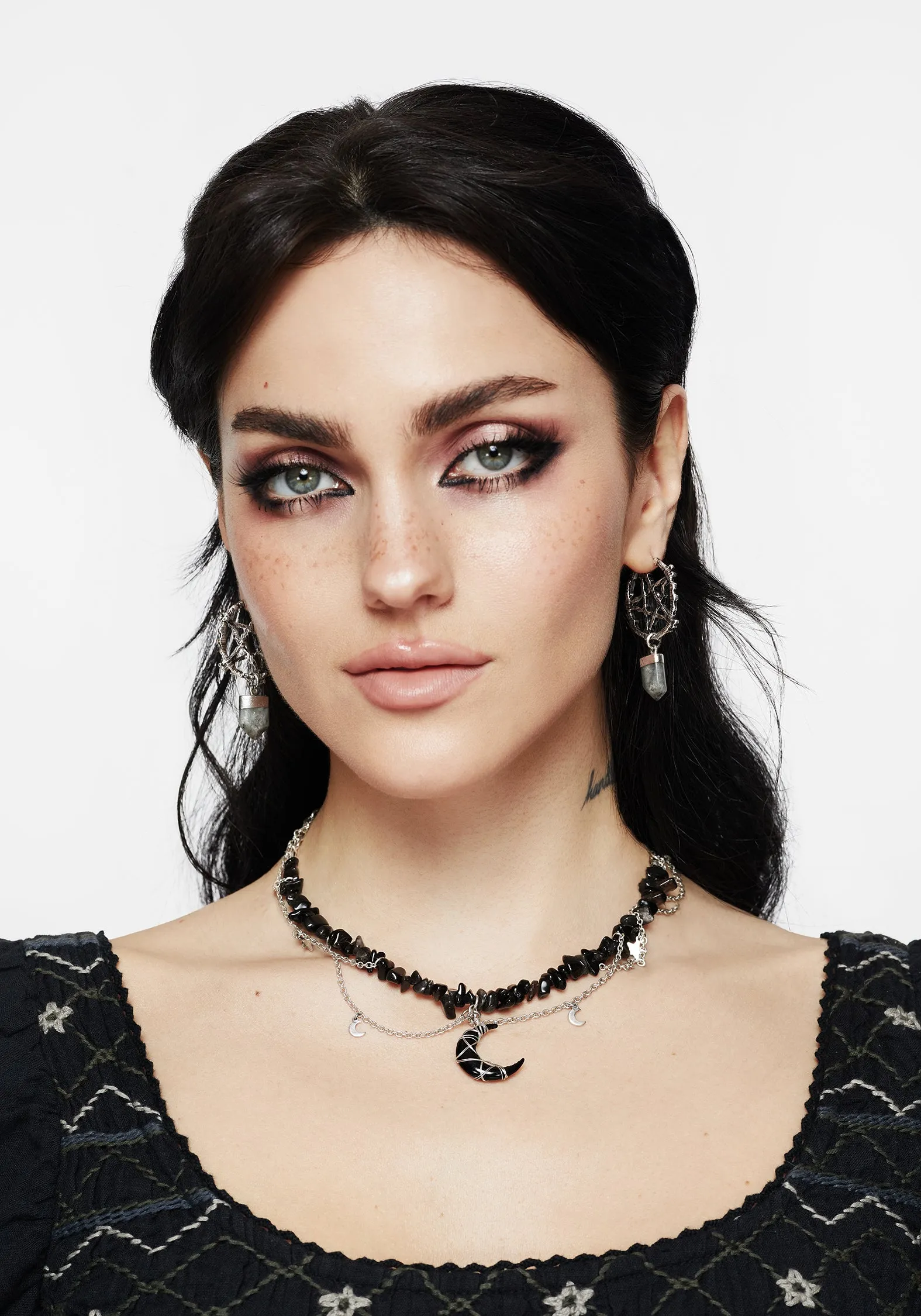 Lauma Pentagram Labradorite Hoop Earrings sold by Disturbia product image thumbnail 3