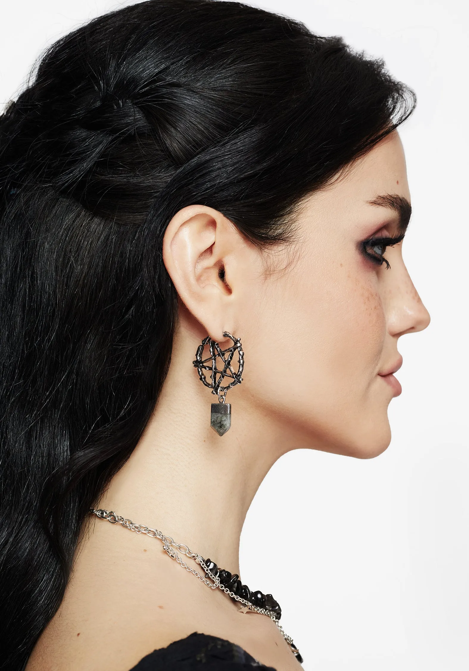 Lauma Pentagram Labradorite Hoop Earrings sold by Disturbia product image thumbnail 4