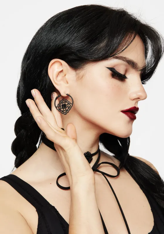 Elaine Ornate Hoop Earrings sold by Disturbia