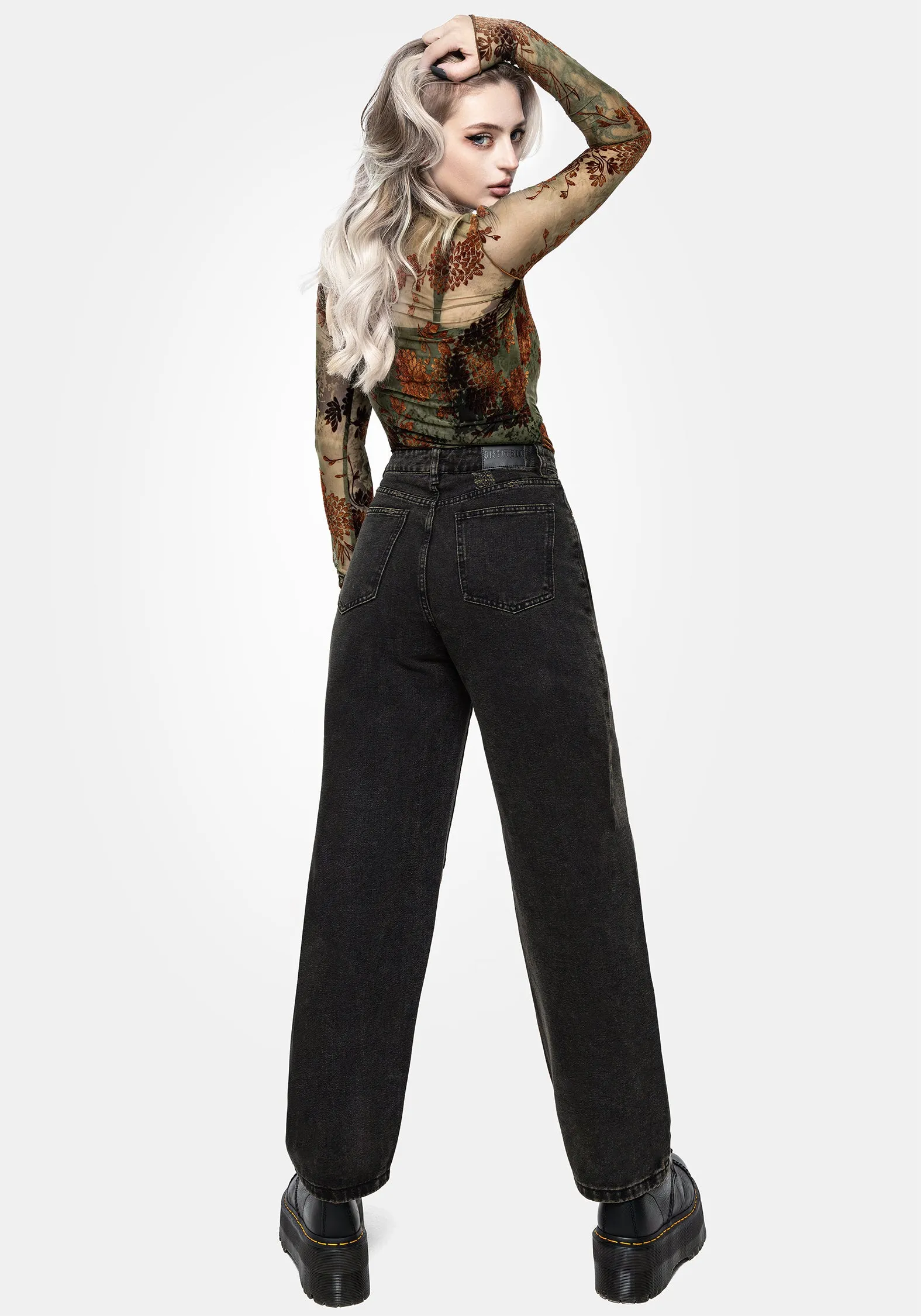 Veltha Floral Embroidered Denim Barrel Leg Jeans sold by Disturbia product image thumbnail 3