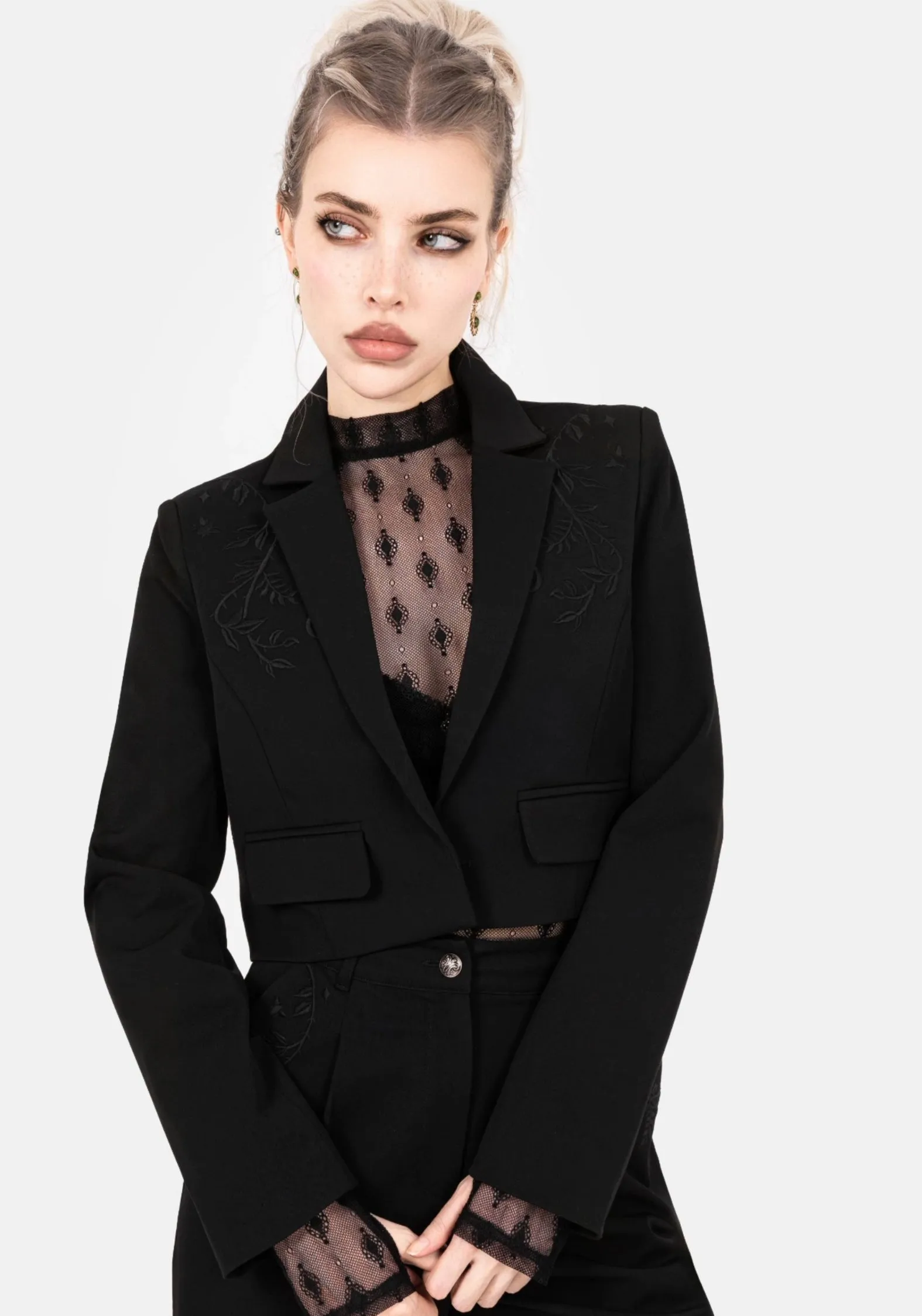 Mona Embroidered Crop Blazer sold by Disturbia product image thumbnail 5