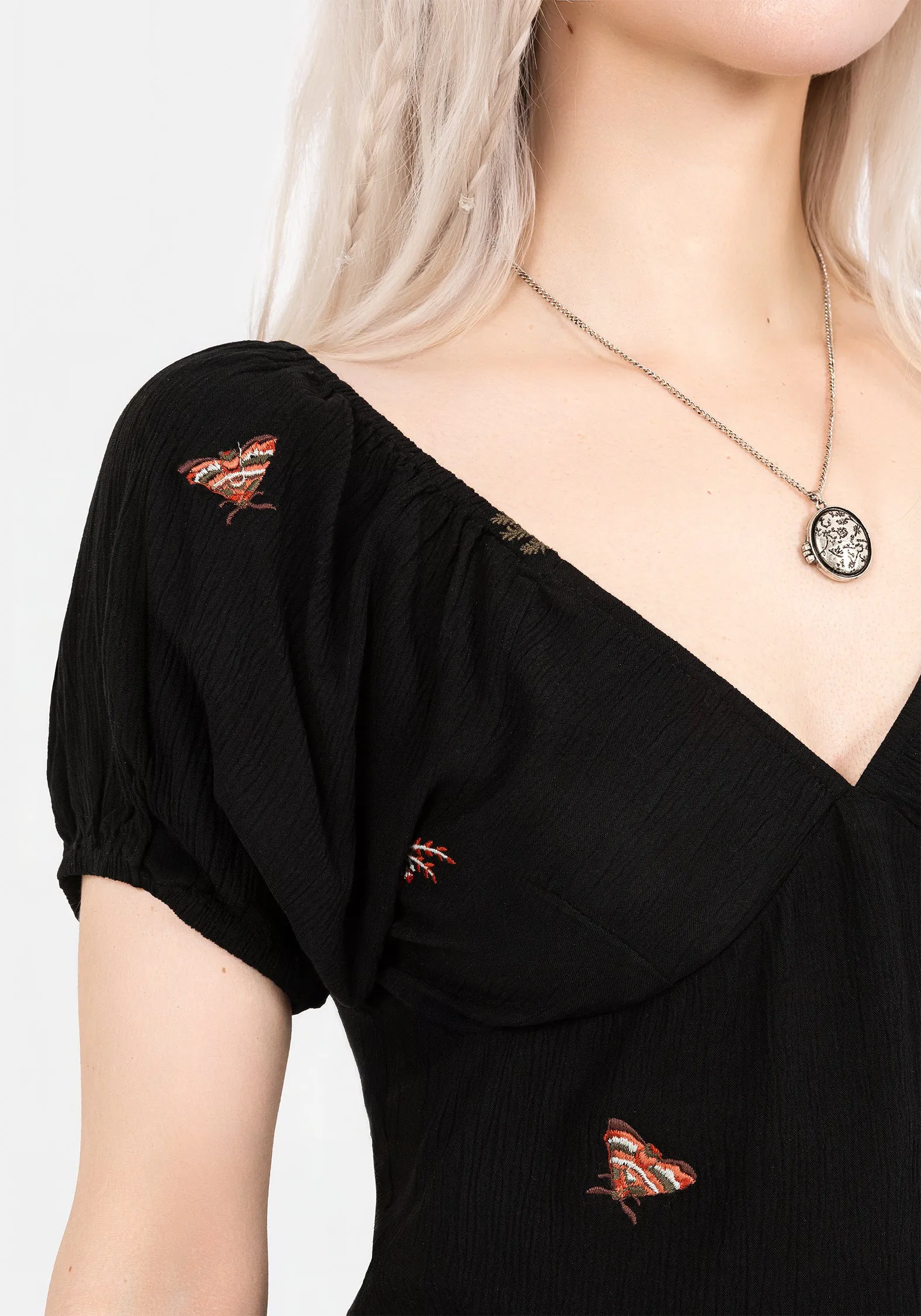 Copia Moth Embroidered Cotton Puff Sleeve Top sold by Disturbia product image thumbnail 2