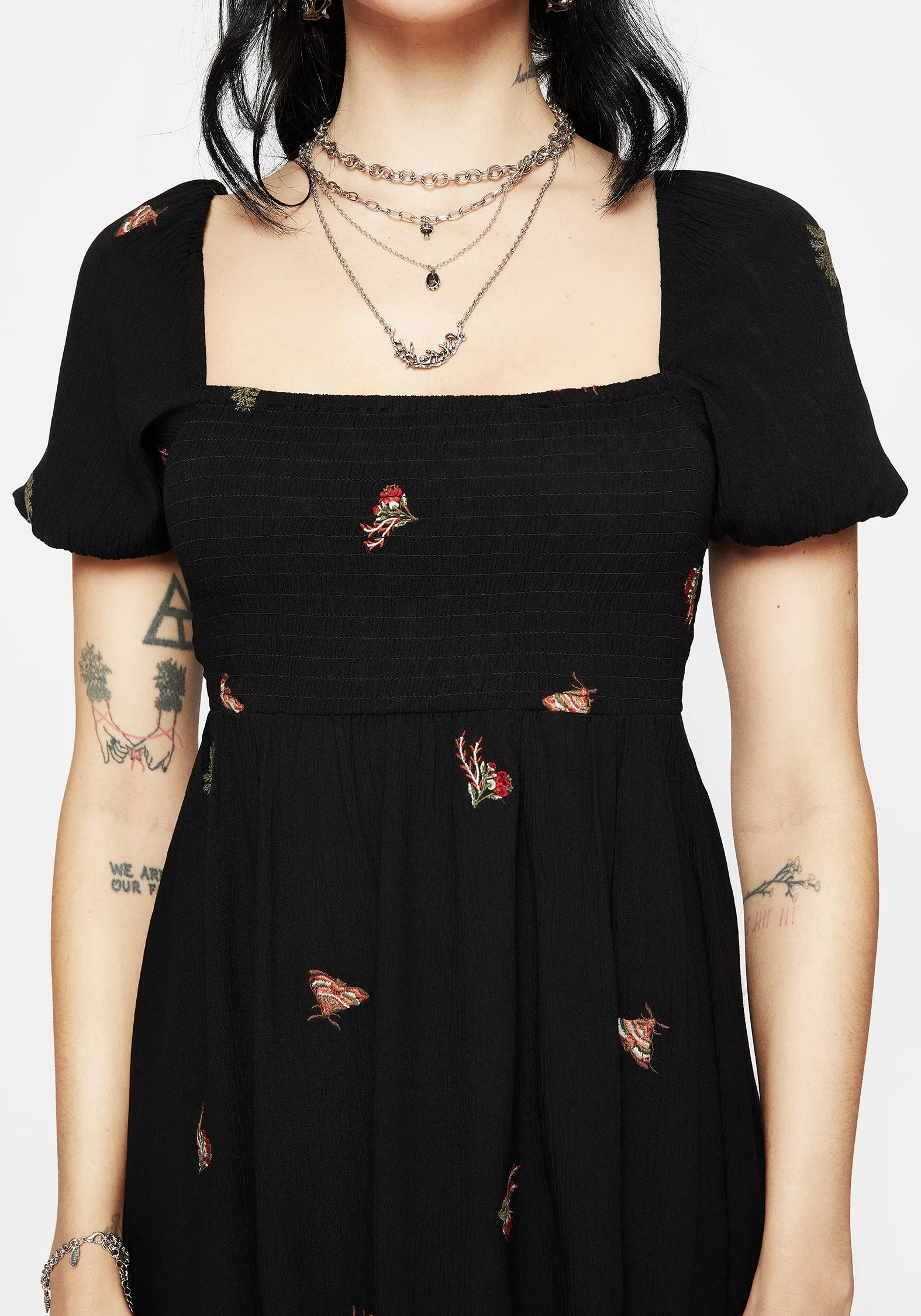 Copia Moth Embroidered Puff Sleeve Mini Dress sold by Disturbia product image thumbnail 5