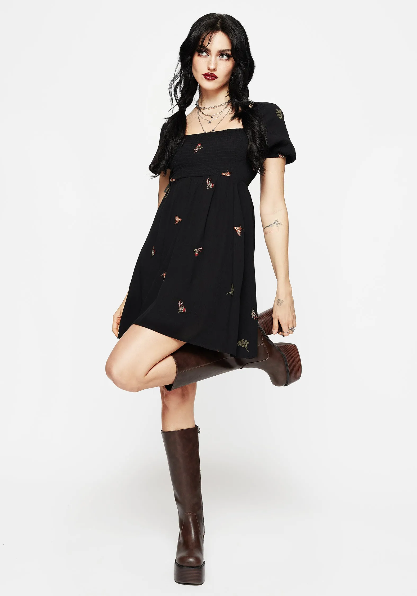 Copia Moth Embroidered Puff Sleeve Mini Dress sold by Disturbia product image thumbnail 4