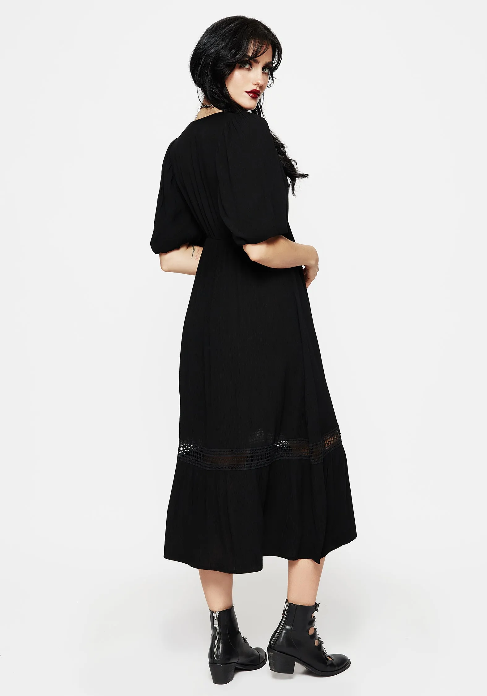 Mirage Lace Insert Puff Sleeve Maxi Dress sold by Disturbia product image thumbnail 3