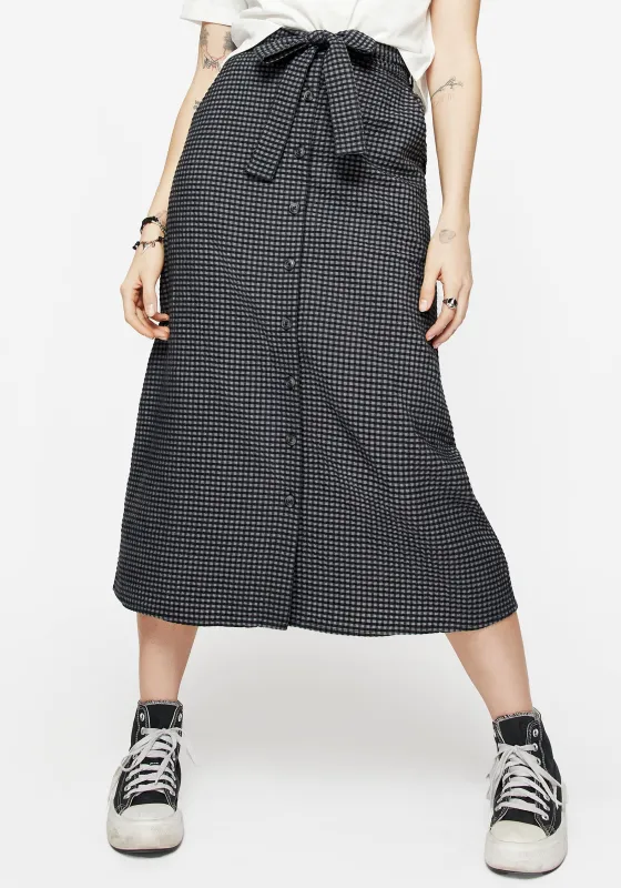Faythe Cotton Check Button Up Midi Skirt sold by Disturbia