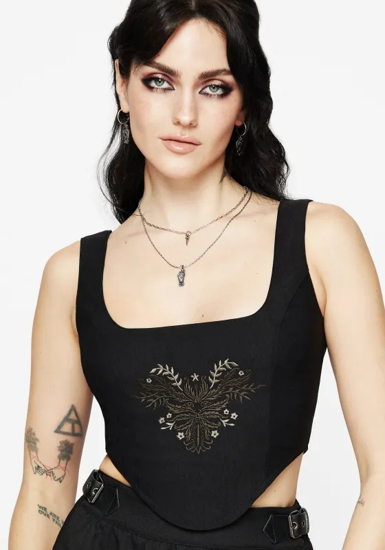 Foliate Floral Embroidered Corset Top sold by Disturbia