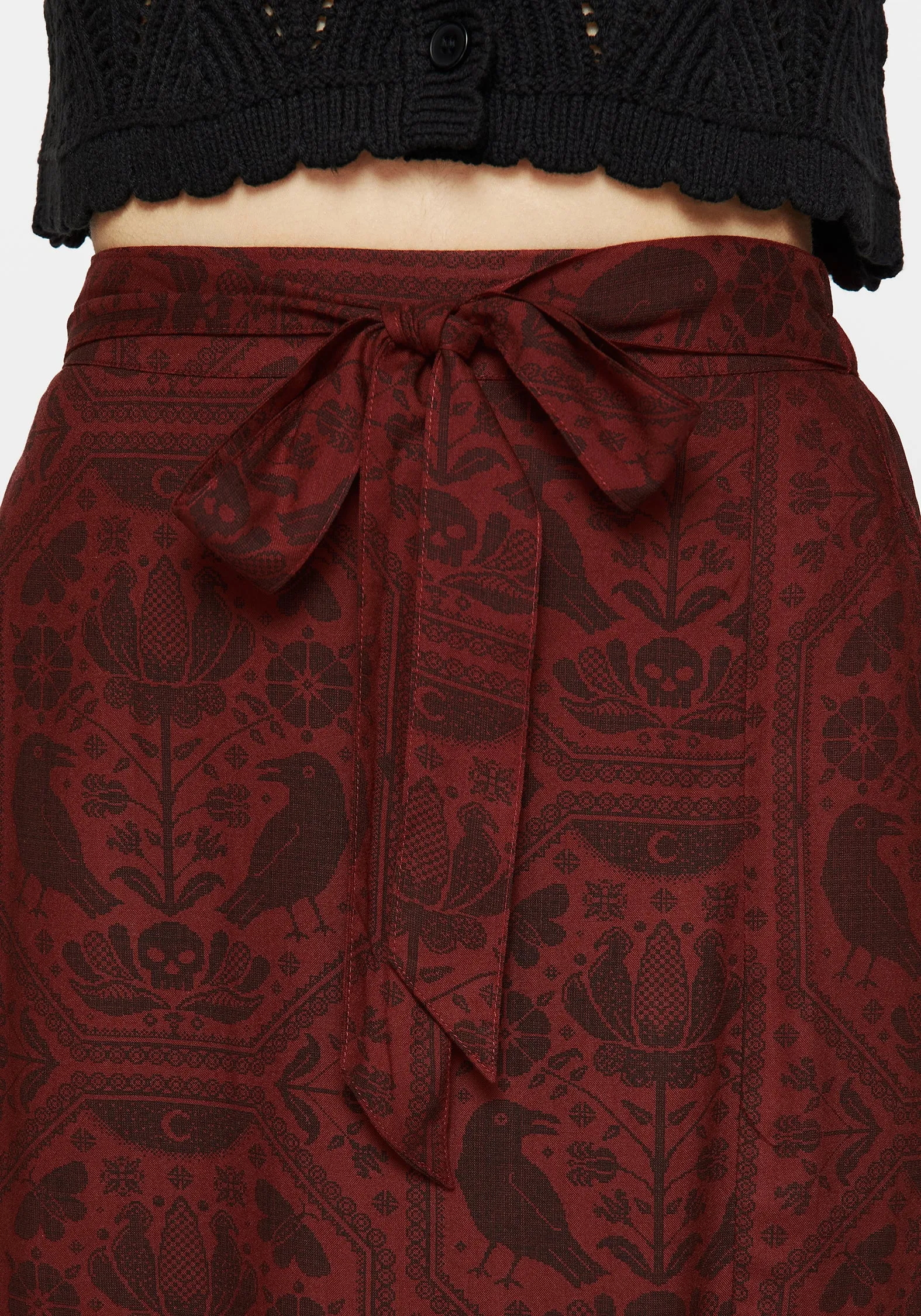 Annabel Raven Print Split Front Midi Skirt - Rust sold by Disturbia product image thumbnail 2