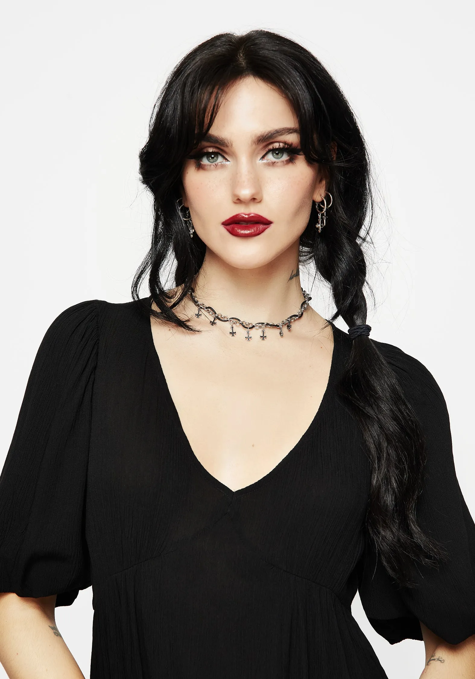 Catkin Cord Weave Cross Choker sold by Disturbia product image thumbnail 4