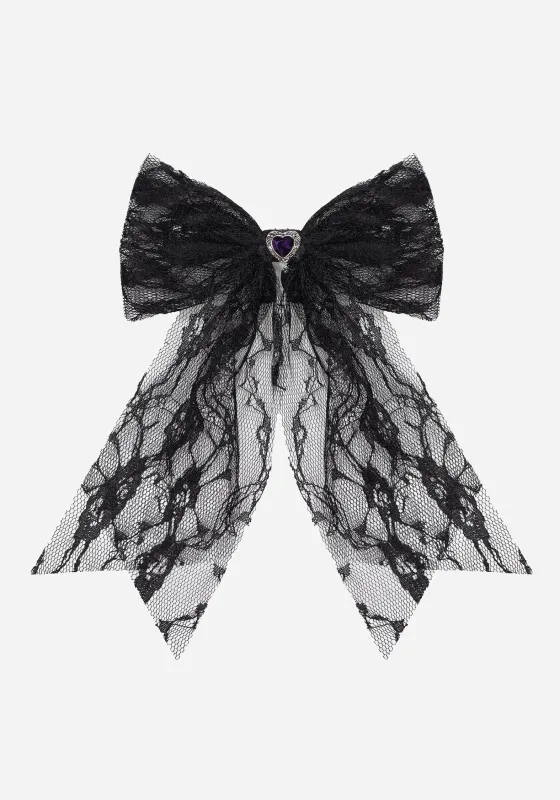 Melanie Heart Lace Hair Bow sold by Disturbia