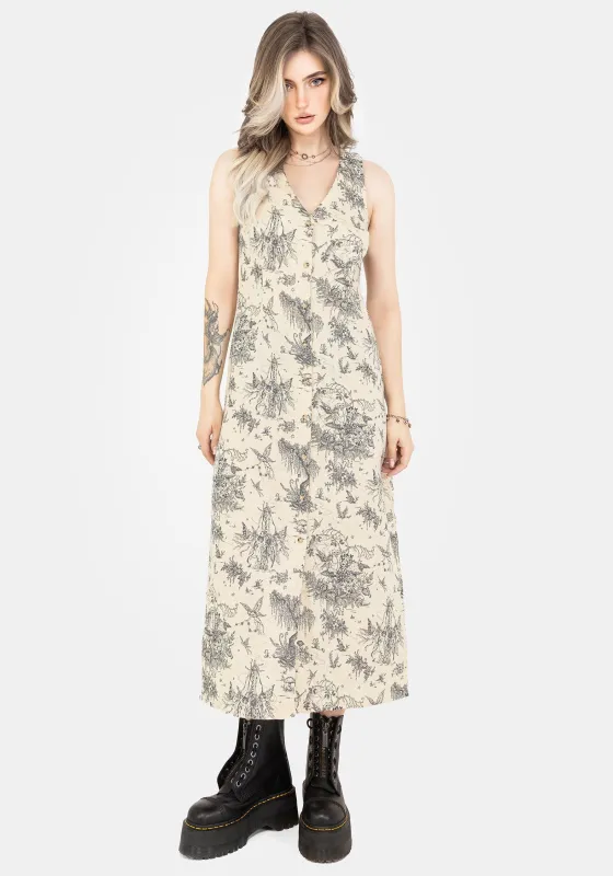 Maypole Cotton Print Button Up Midaxi Dress sold by Disturbia