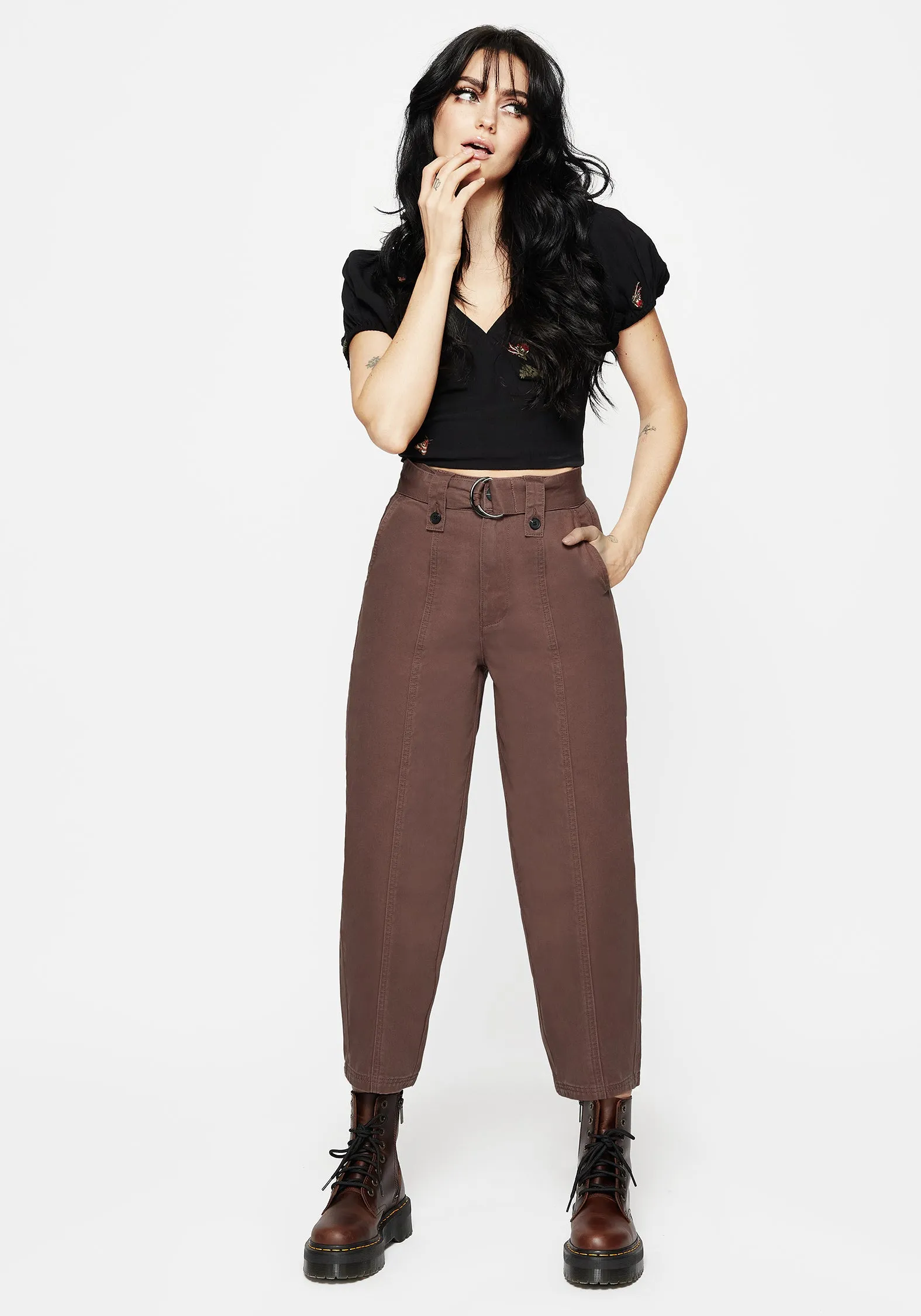 Pinhead Belted Balloon Leg Trousers - Brown sold by Disturbia product image thumbnail 4