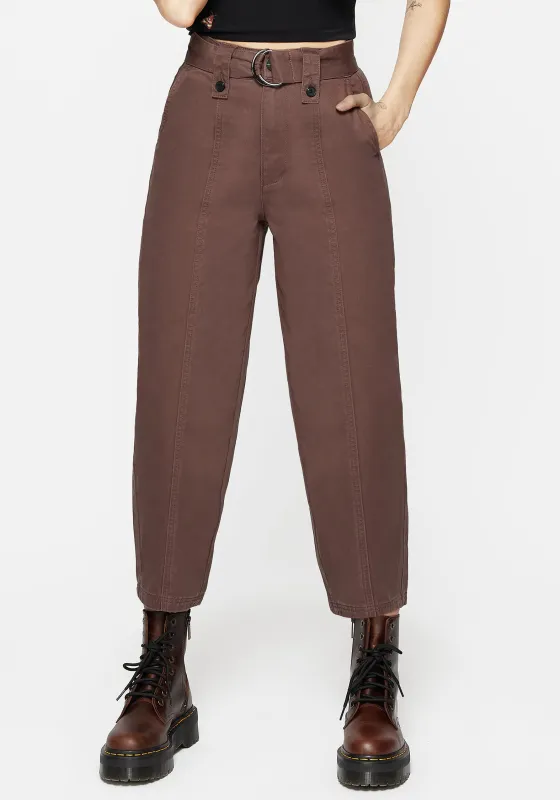 Pinhead Belted Balloon Leg Trousers - Brown sold by Disturbia