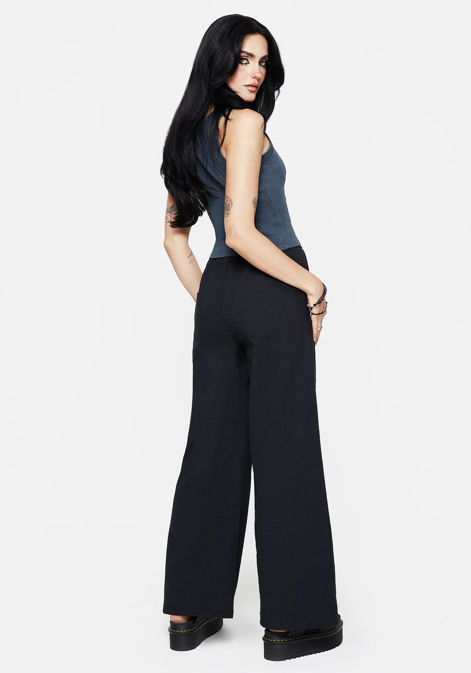 Rian Seersucker Straight Leg Trousers sold by Disturbia product image thumbnail 3
