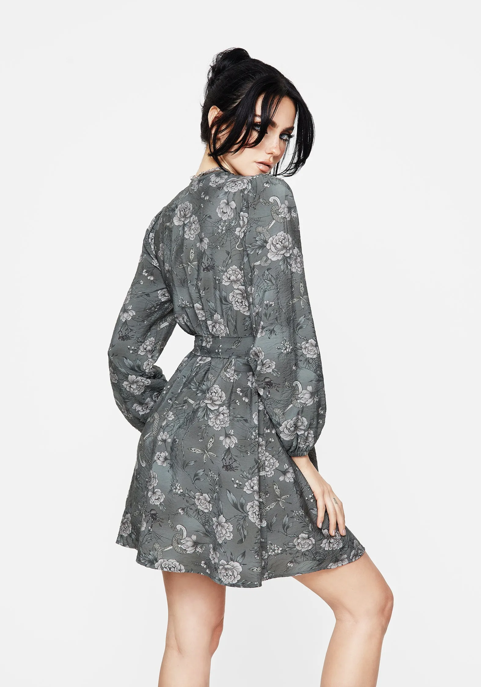 Meadow Floral Print Mini Wrap Dress sold by Disturbia product image thumbnail 3