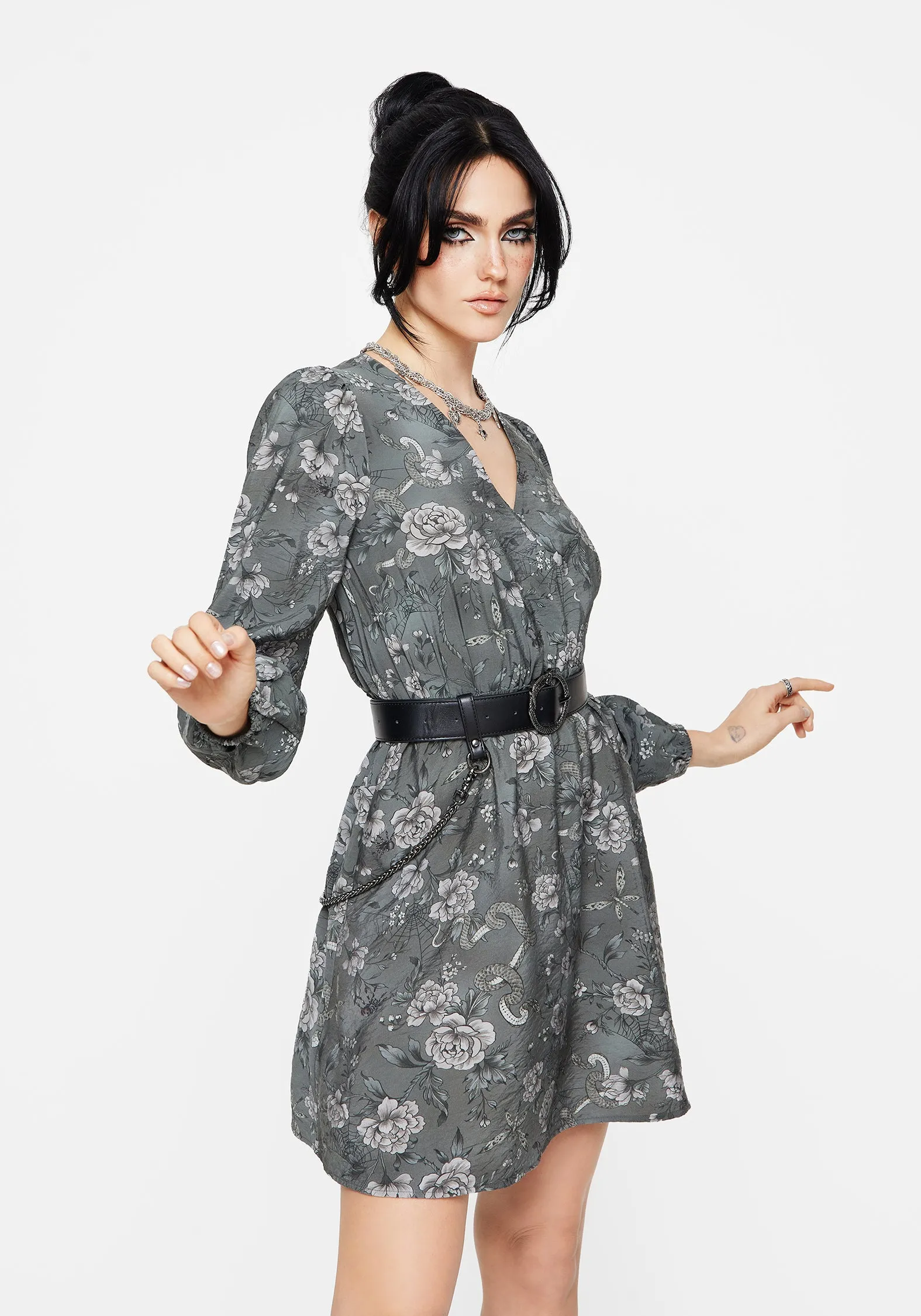 Meadow Floral Print Mini Wrap Dress sold by Disturbia product image thumbnail 5