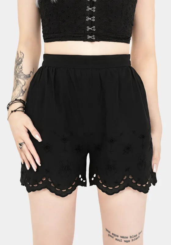 Synthweb Cotton Broderie Hem Shorts sold by Disturbia