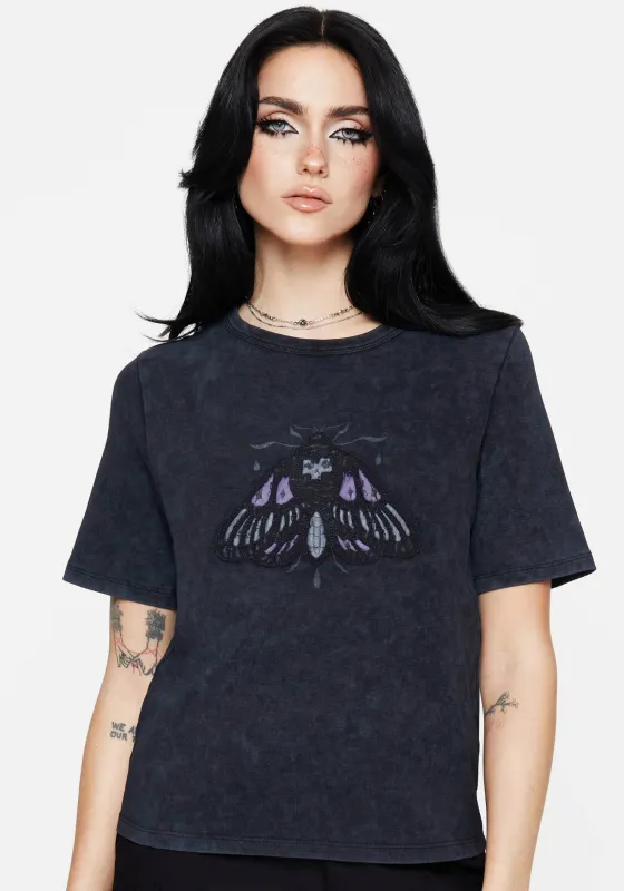 Summertime Cotton Moth Applique T-Shirt sold by Disturbia