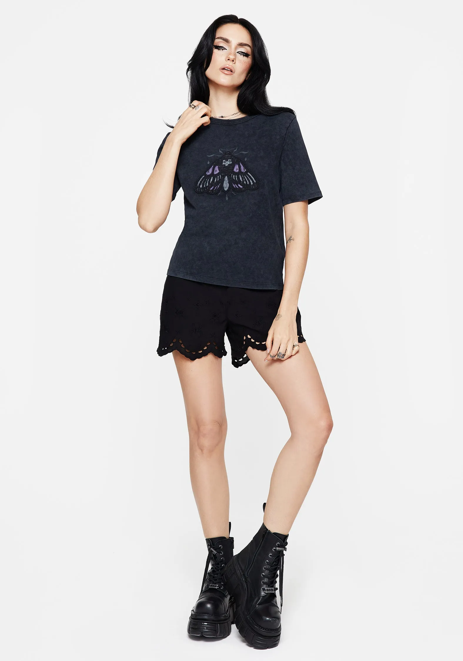 Summertime Cotton Moth Applique T-Shirt sold by Disturbia product image thumbnail 4